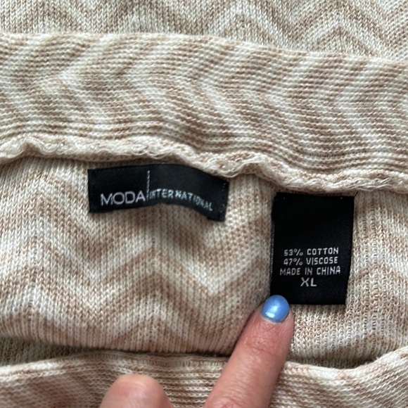 Moda International Vintage Knit Cotton Blend Chevron Print Maxi Skirt Women’s XL - Picture 4 of 6